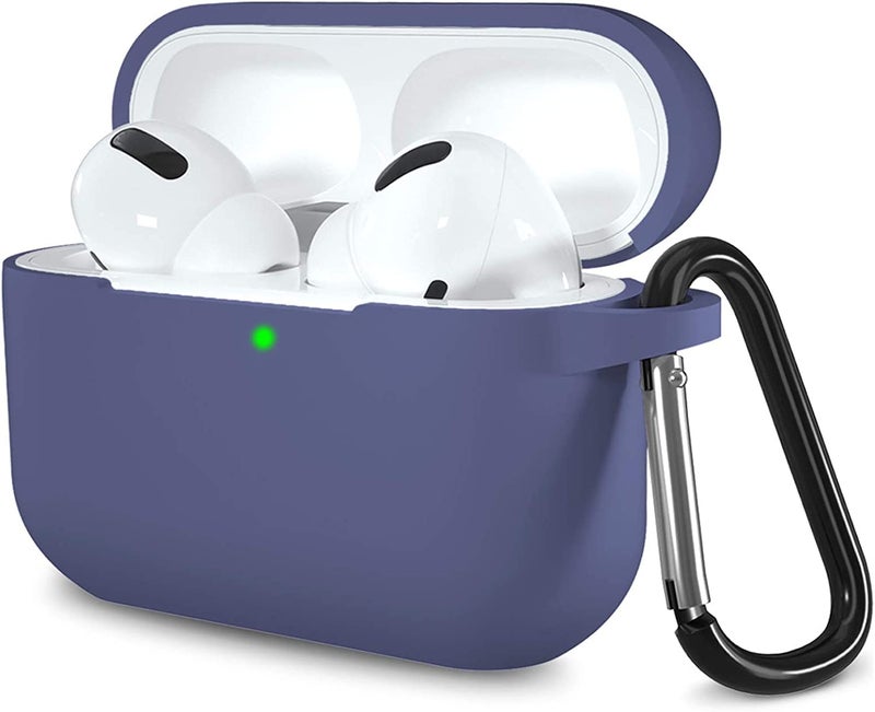 Lerobo Compatible with AirPods Pro 2 Case,Silicone AirPods Pro Case Cover,Waterproof Protective Cover for Airpod Pro Supports Wireless Charging with Carabiner Front LED Visible,Blue Gray - Image 1